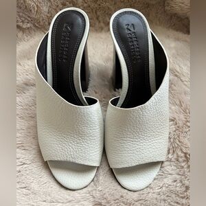 Mercedes Castillo White Pebble Leather Mules